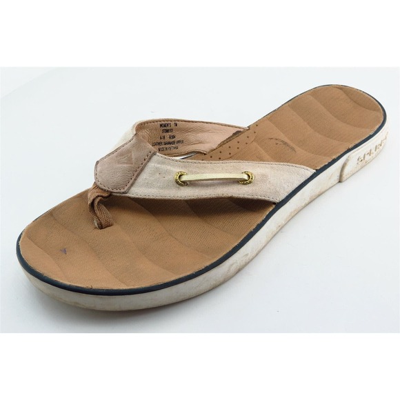Sperry Top-Sider Size 7 M Beige Flip‎ Flop Leather Women Sandal Shoes - Picture 1 of 7